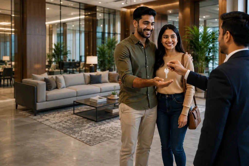 About Us happy family in theory of realty